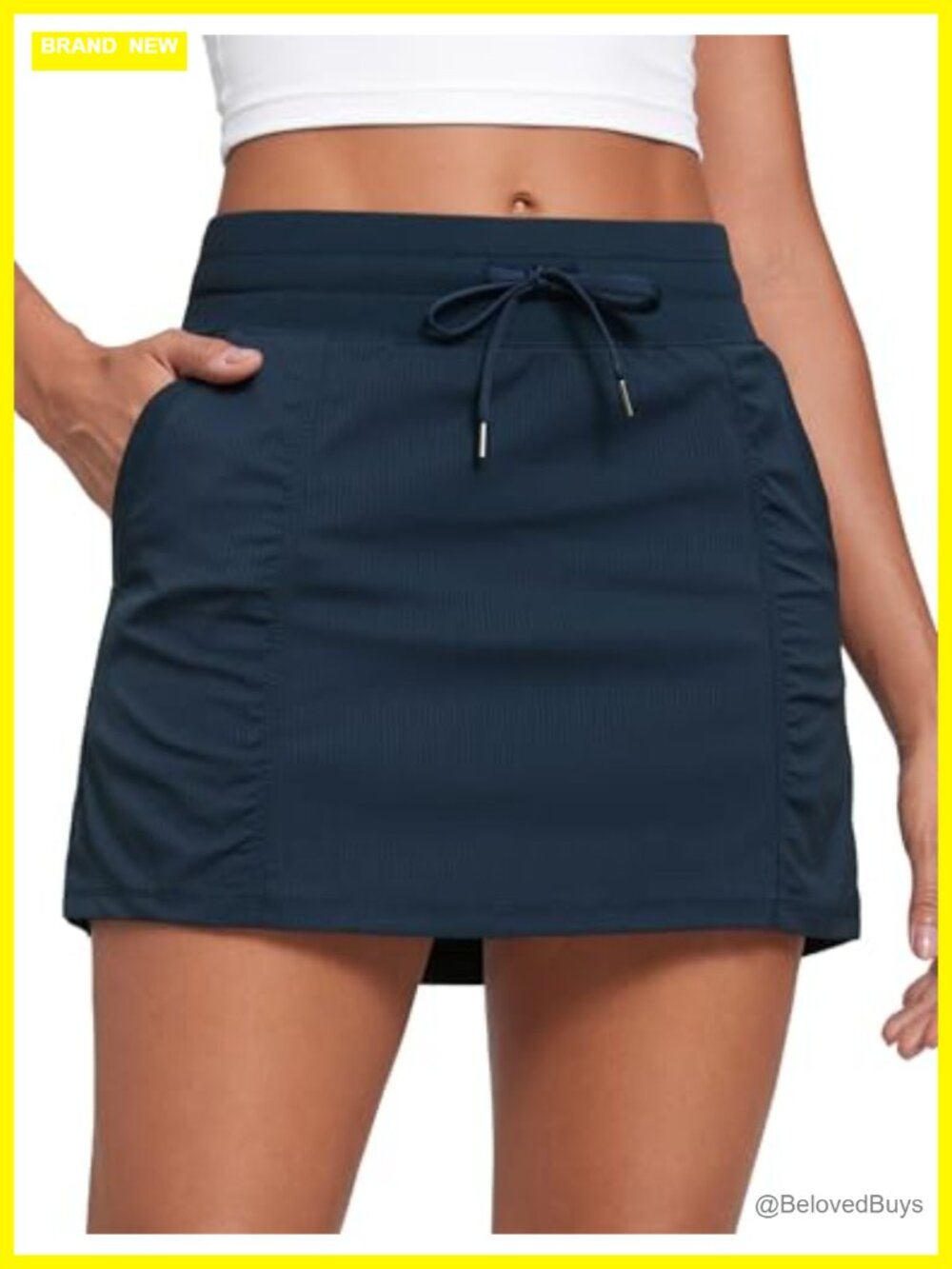 High Waisted Ruched Athletic Skirt with Pockets A-Line Skort
